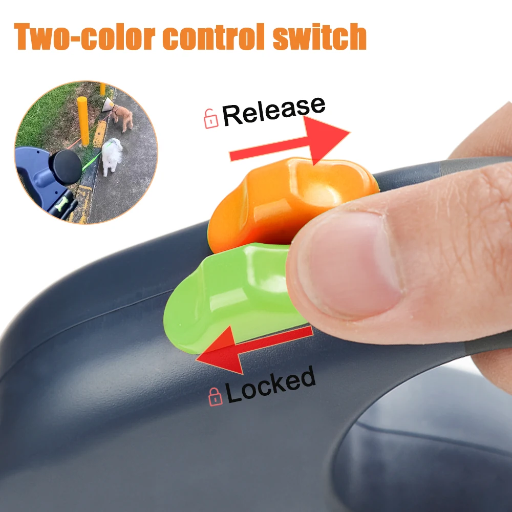 Retractable Double Dog Leash with Flashlight 3