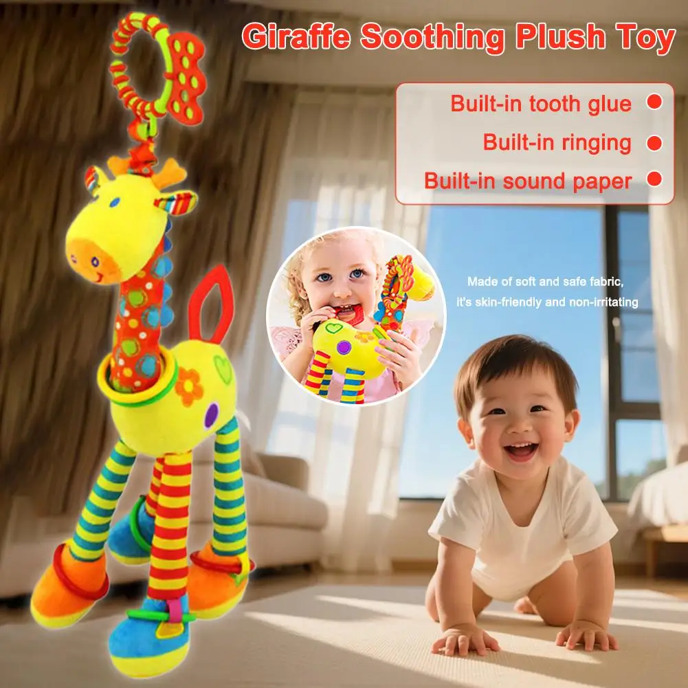 Zachte Giraffe Handbells Rammelaars Pluche Baby Baby Ontwikkeling Handvat Speelgoed Met Bijtring Baby Speelgoed Voor Pasgeboren Geschenken