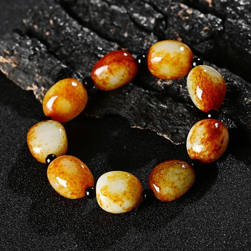 新しい天然石ブレスレット、原石レザーブレスレット、ユニセックスジュエリー。