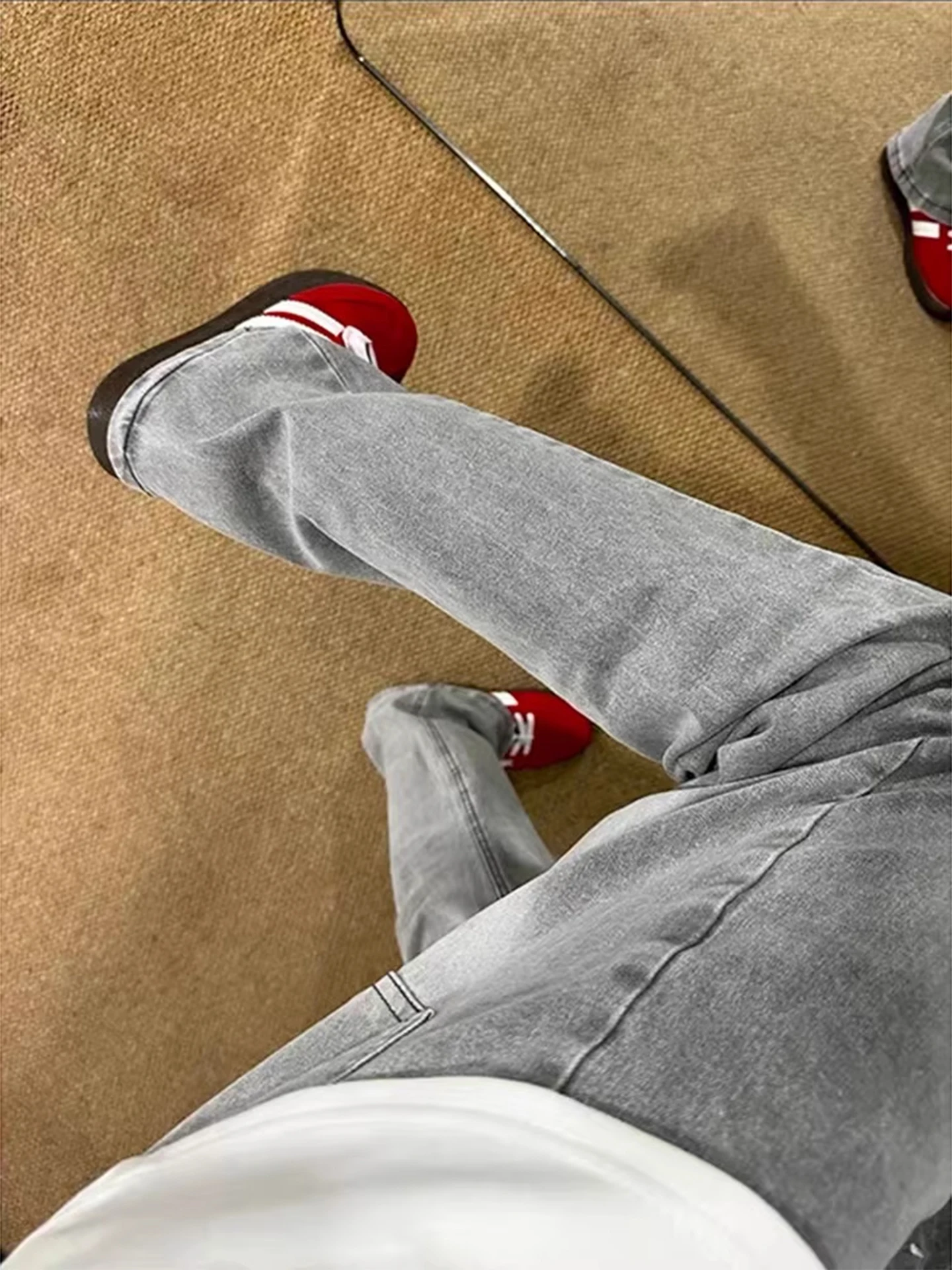 

y ey Micro Flared Straight Leg Jeans Men's Retro American Sle Slim Fit Clean Fit Bend Knife Pants Casual Wear
