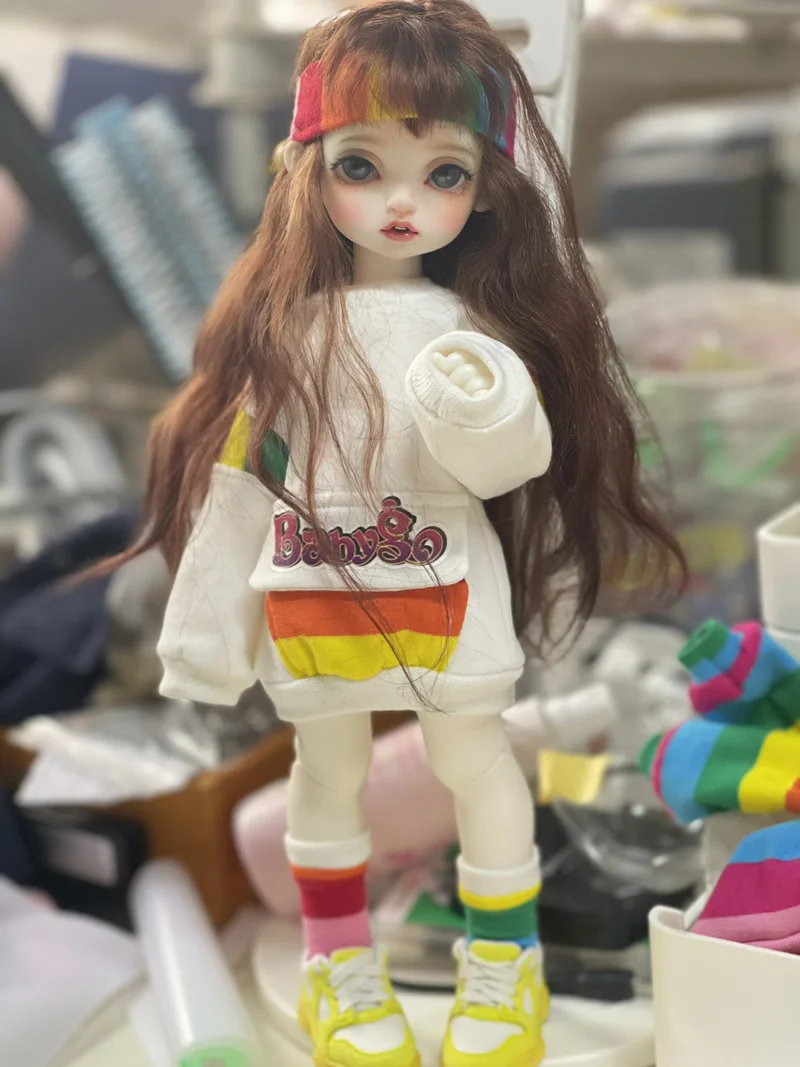 BJD ملابس دمى ل 1/4 1/6 حجم bjd فتاة الملابس لطيف colorblock دمية سترة 1/4 1/6 الملابس مجموعة إكسسوارات دمي (3 نقاط)