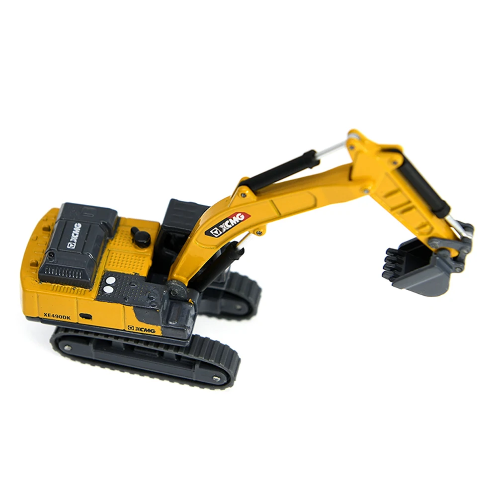 1:87 Mini Excavator Model Boom Arm and Bucket Cylinders can Move Digger Replica Yellow Zinc Alloy Collection Gifts Toys