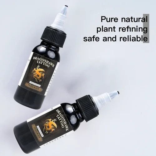 Imagen 2 del producto Tinta de tatuaje Dragonhawk, 1 paquete, juego de colores negros, botellas de 1oz, tinta de tatuaje de Color, suministros de tatuaje permanente