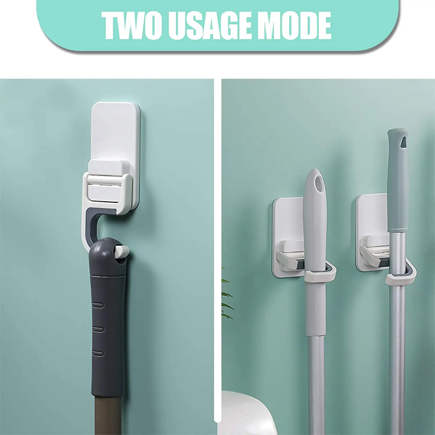 Broom Mop Holder Wall Mount Self-adhesive No Trace Rack Hanger Organizer Garage Kitchen Bathroom Storage Multi-Purpose Hook