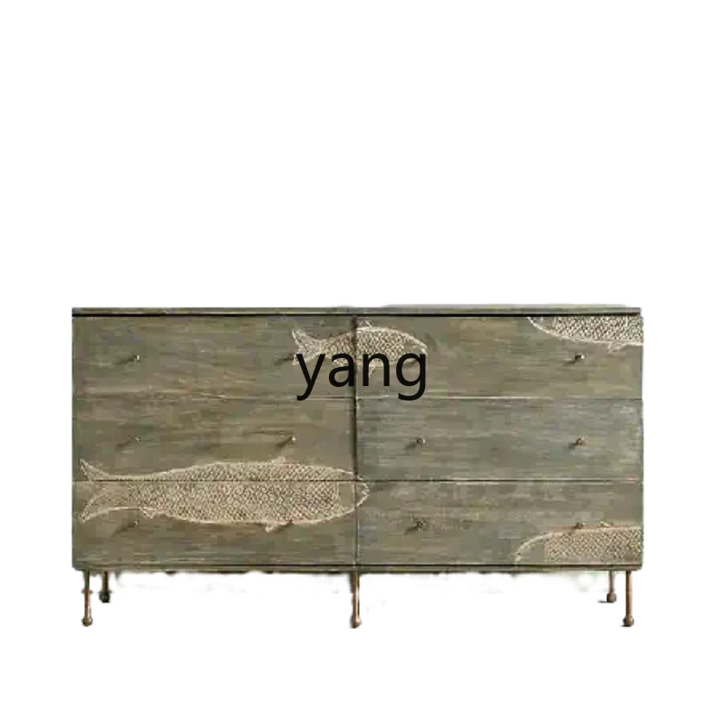 

LH solid wood locker storage cabinet French retro living room entrance cabinet