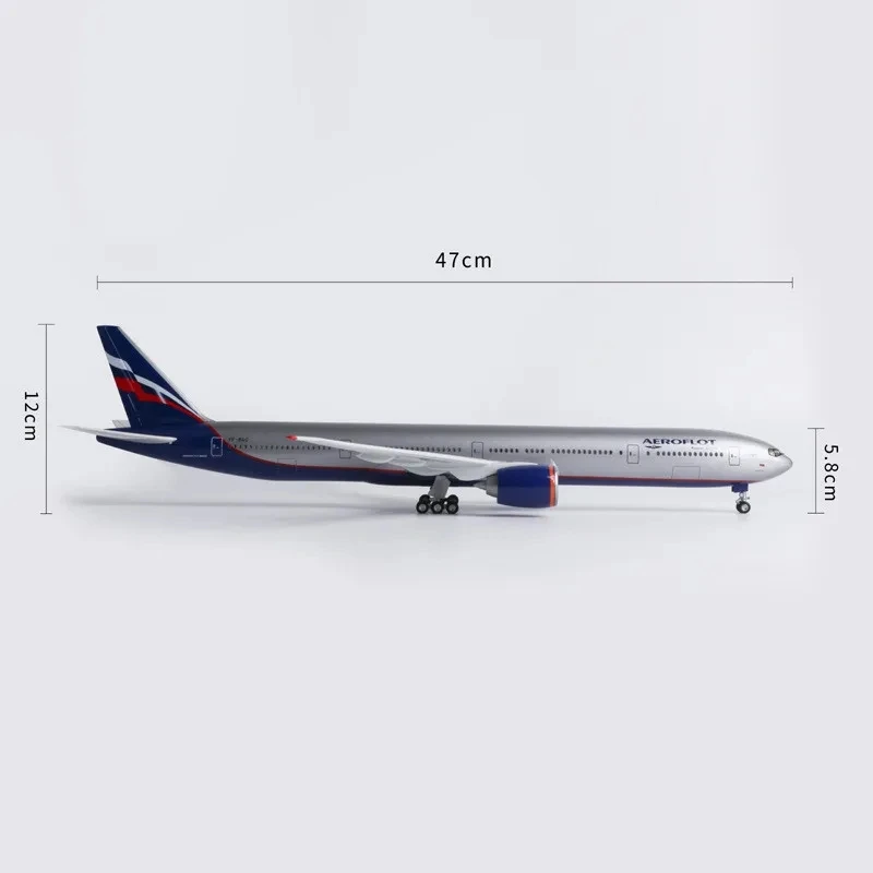 Imagem -03 - Coleção Resina Avião Modelo Kit Rússia Aeroflot Boeing 777 Diecast Airlines Decoração Display Escala 1:150 47cm