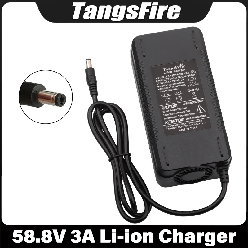 

58.8V 3A Smart 18650 Lithium Battery Charger 14Series For 52V Polymer Li-ion Battery Charger DC High Quality Power Adapter