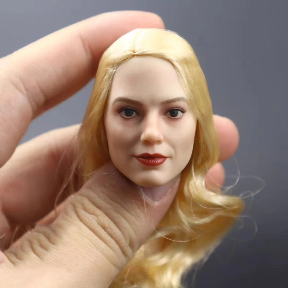 1/6 Beauty Female Girl with Long Gold Hair Head Sculpture Carving For 12" Action Figures DIY Collect