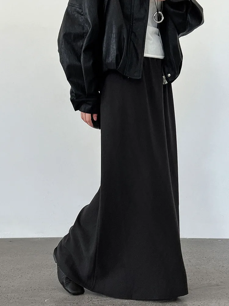 WHTREND drapé élégant taille haute droite jupe Midi pour les femmes automne nouveau polyvalent minceur longues jupes WH1229