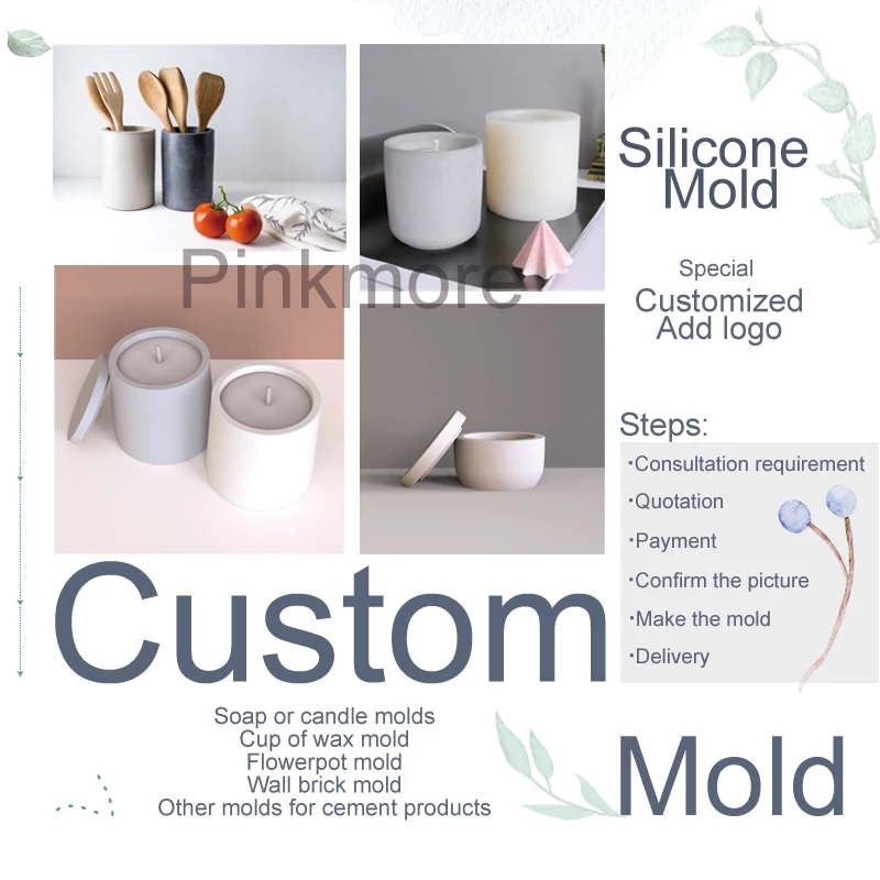 Custom Candle Silicone Mold Crafts Cement Home Decoration Custom Molds Candle cup plus logo pattern custom personal mold