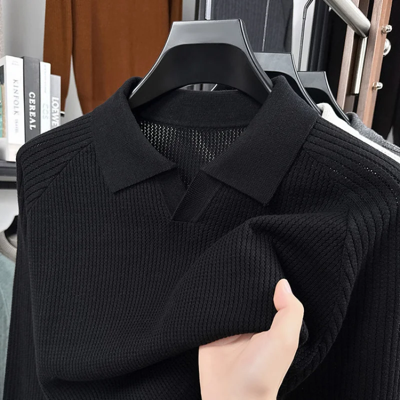 칼라 니트 남성용, 가을 겨울 한국 스타일, 청년 니트 기본 셔츠, 니치 루즈 탑