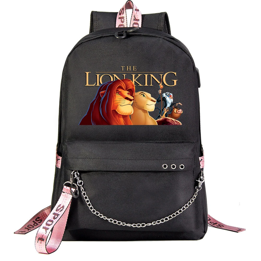 

MINISO The Lion King Simba Students School Bag Women Men Causal Travel Laptop Backpack with Charging USB Teenager Backpacks