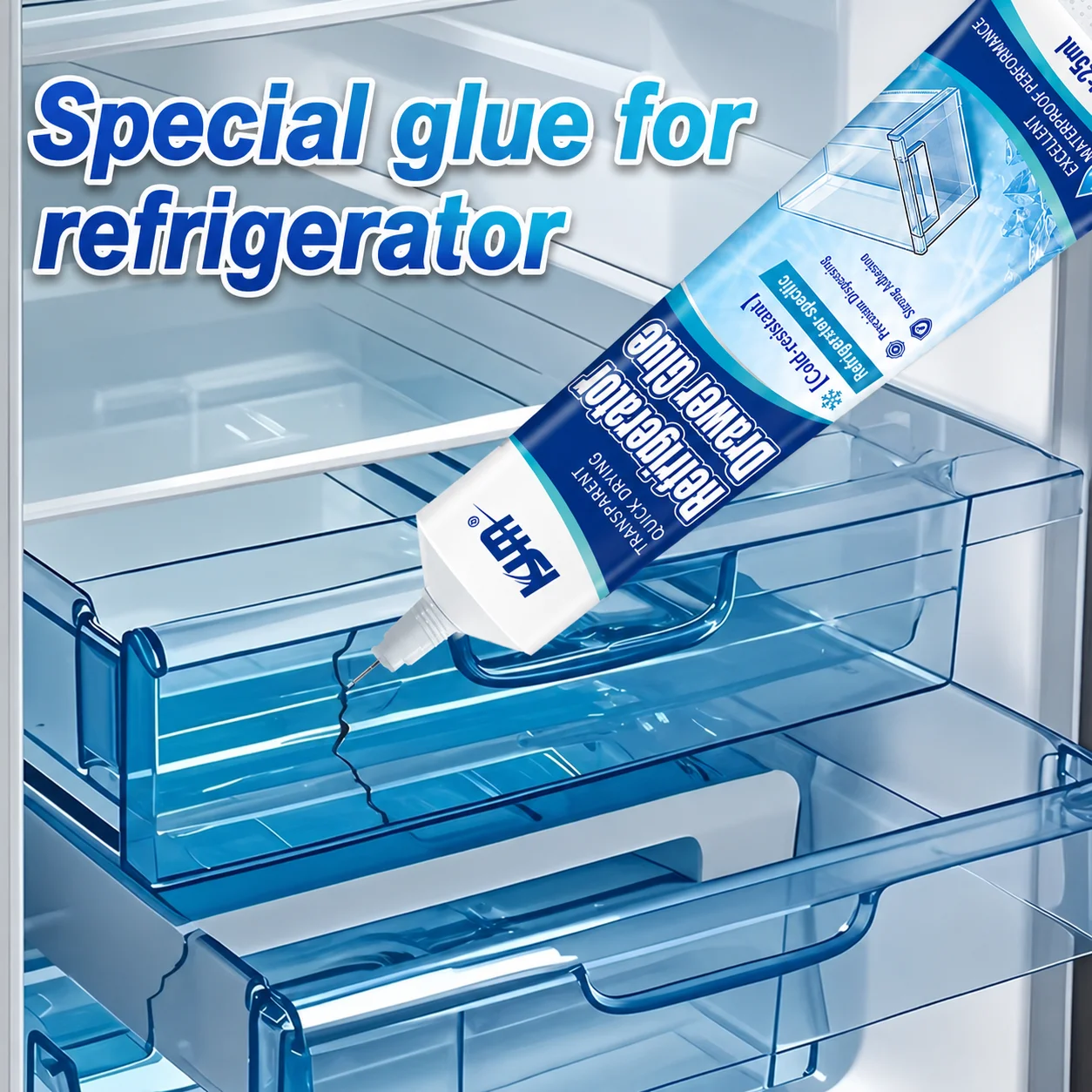 Refrigerator Sealing Repair Glue 25ML Cold Resistant Quick Dry Waterproof Adhesive for Fridge Drawer Door Plastic Glass