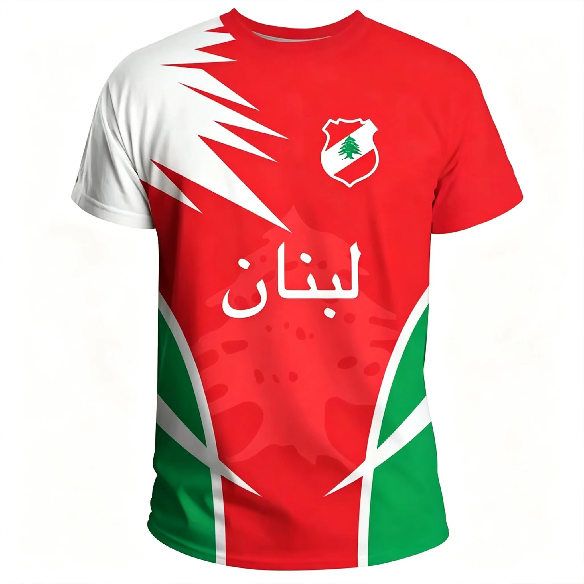 Men's comfortable sports football T-shirt, featuring the Lebanon team's printed design, a fan jersey