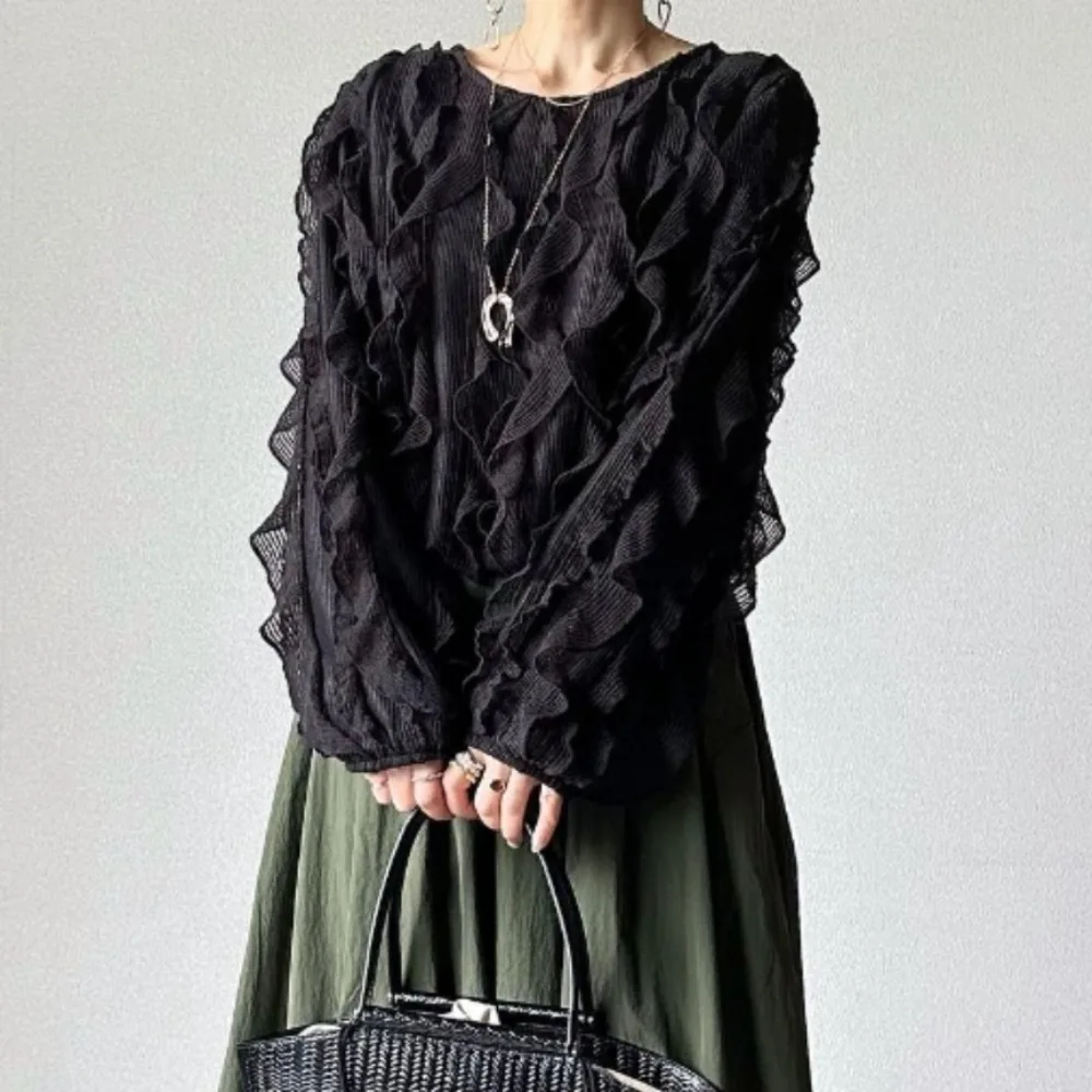 

Женская мода с украшением в виде грибка, интернет-знаменитость, же топ с длинными рукавами, женская блузка