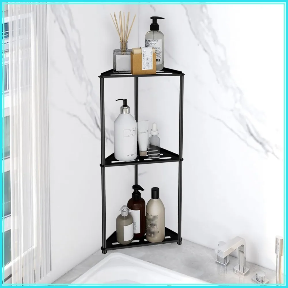 

Standing Shower Caddy Corner, 3 Tier Stainless Steel Shower Organizer Stand, Rustproof Corner Shower Shelves Bathroom Stand