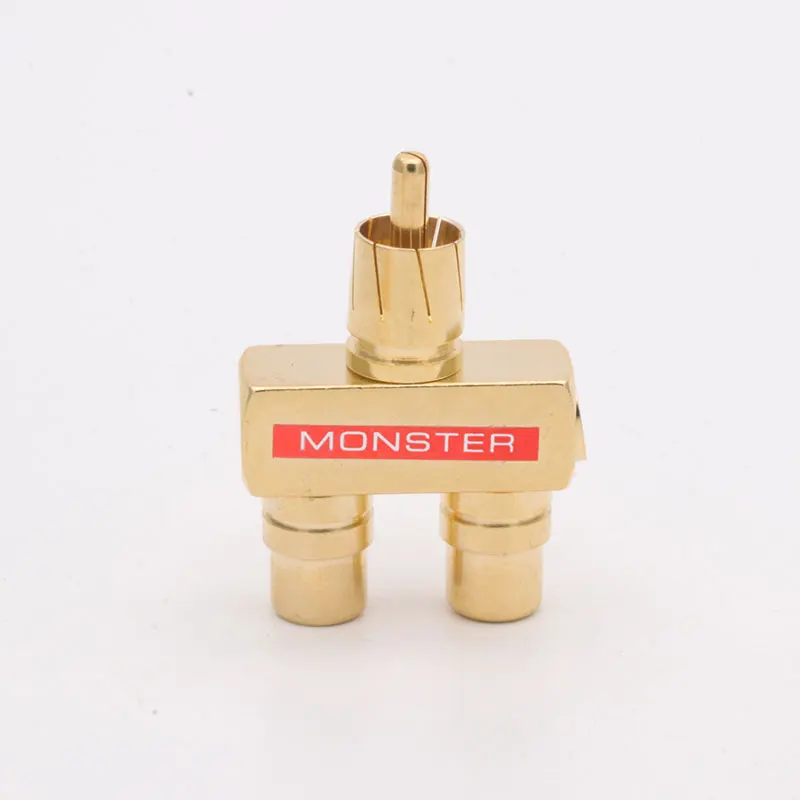 1Pair RCAxMale Plug to 2xRCA Female Socket Connectors, Excellent Gold Plated RCA HIFI Audio Terminals
