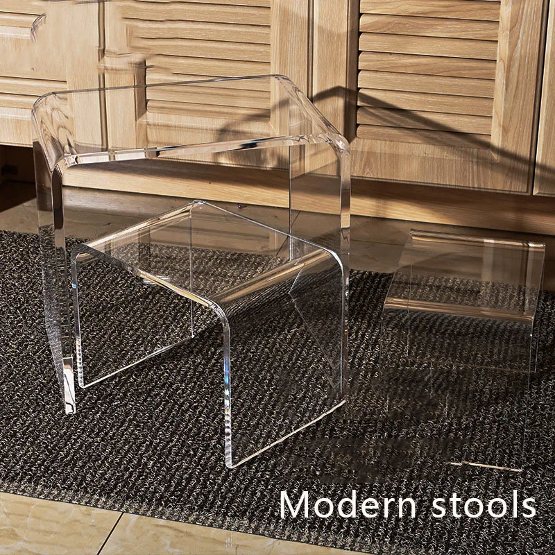 Mini Side Table Acrylic Bathroom Stool Shoe Changing Stool Household Transparent Seat for Living Room Simple Modern Furniture