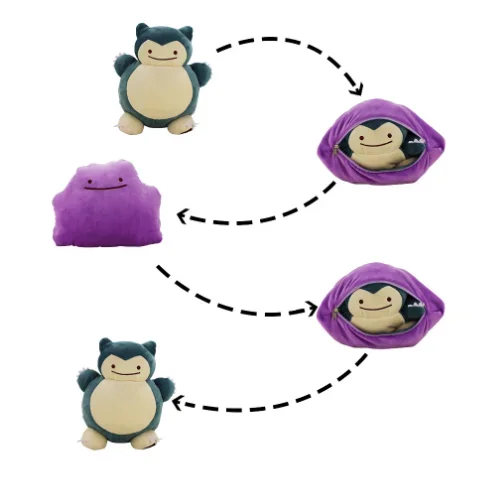 

Горячая новинка аниме куклы двусторонняя подушка Ditto Transform Snorlax плюшевые игрушки подушка кукла для детей подарок Рождественский подарок!!