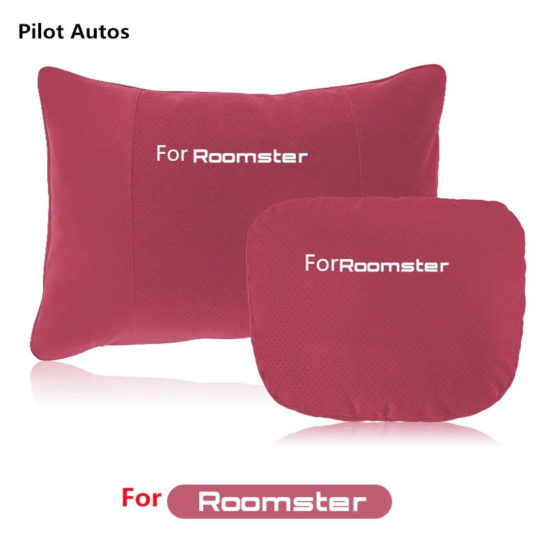 For Skoda For Roomster Car Headrest Waist Pillow Neck Rest Cushion Seat Headrest Driver Lumbar Support Leather Memory Cotton