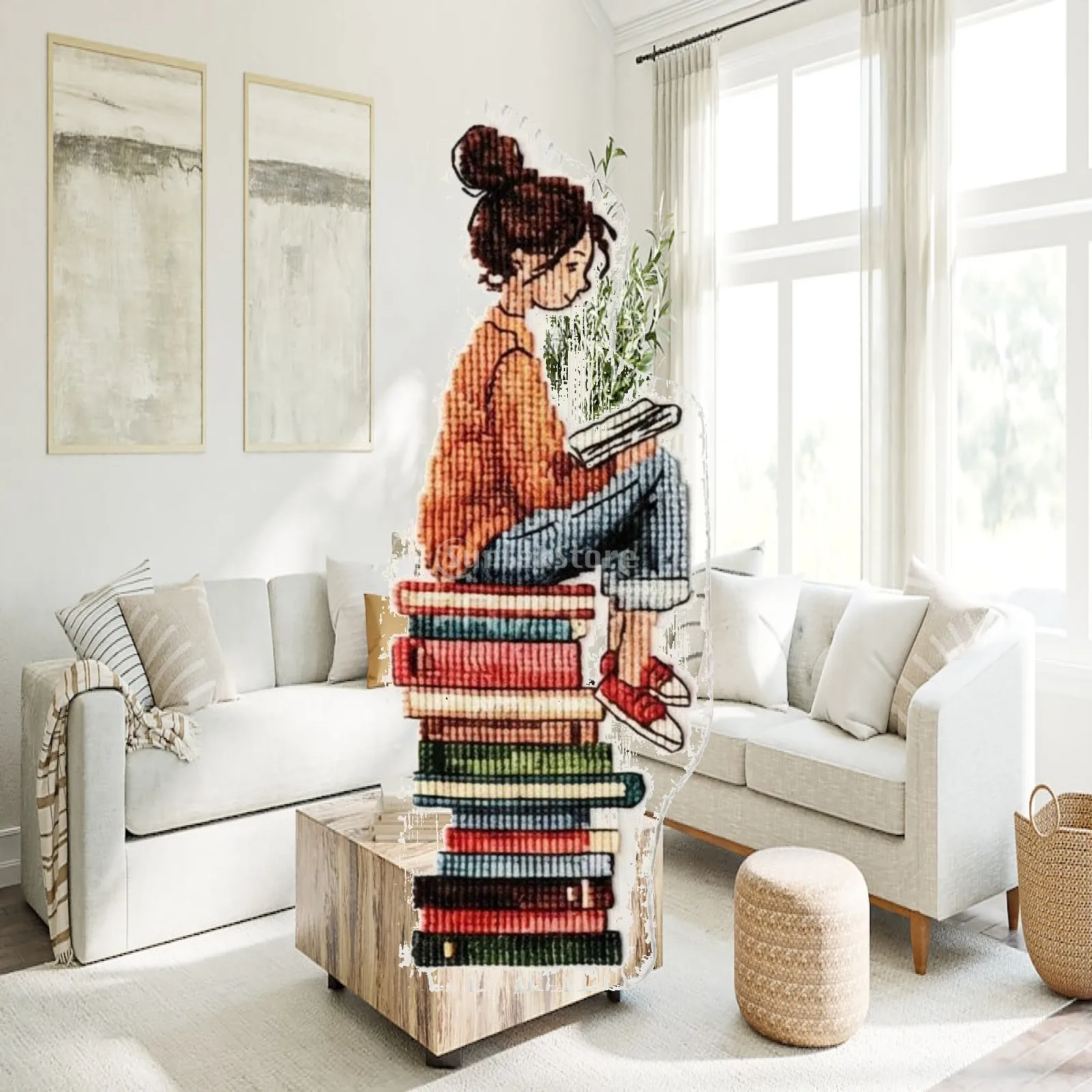Bookish Cross Stitch Kit Embroidery Bookmark Craft Project for Women Men Creative Sewing Set Handmade Stitching Page Mark