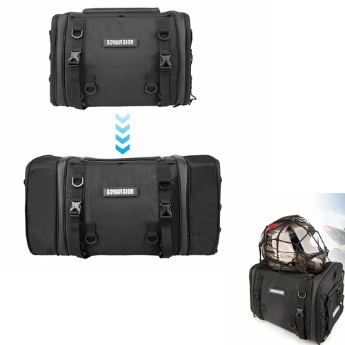 Imagen 2 del producto Mochila extensible impermeable 40L-60L para motocicleta, bolsa para sillín de asiento, alforja para equipaje, mochila para motocicleta