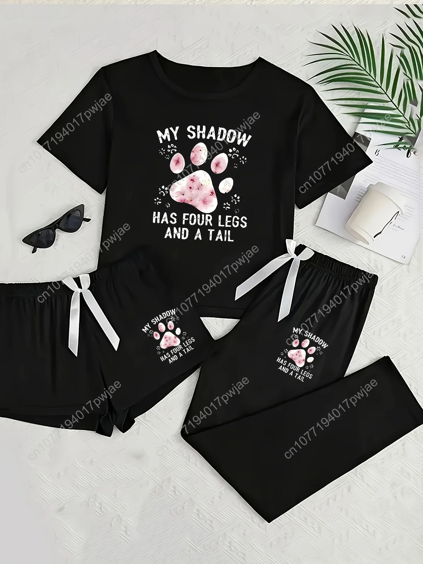 

[3pcs Set] Top+Shorts+Pants 3pcs Set: Women's Summer/Fall Trendy Vacation Wear, Comfy Beach Romper Fit, Casual Cozy Outfits for