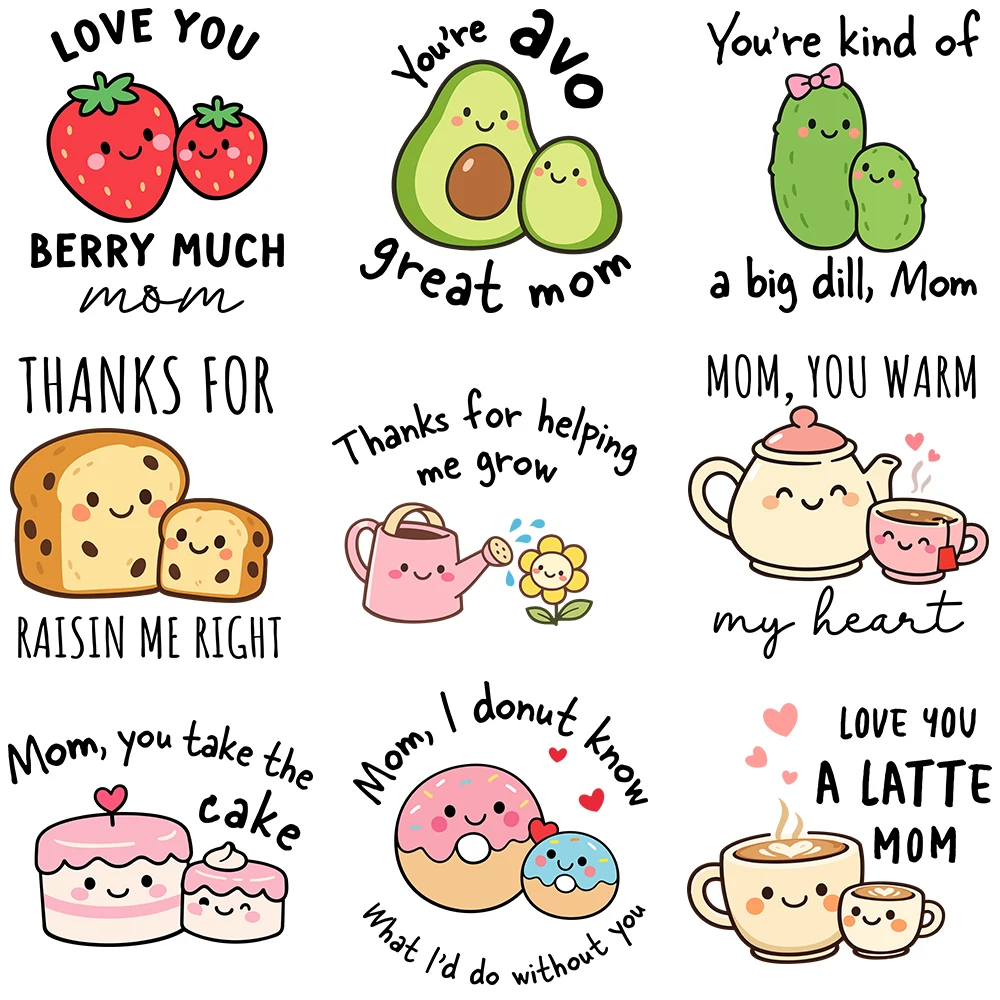 15cm Funny Mom Mothers Day Mama Love You Diy DTF Heat Transfer Sticker T-shirt Clothes Decals Iron On Transfer Stickers