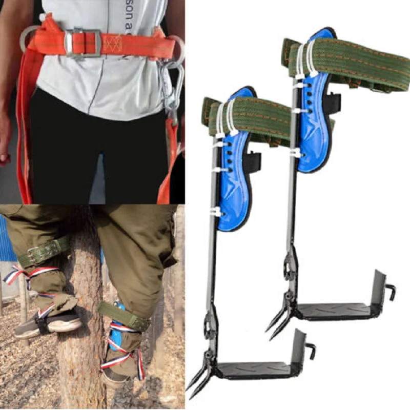 

Tree Climbing Spike Set 2 Gears Safety Belt Adjustable Rope Lanyard Rescue Belt with Safety Belt & Foot Ankle Straps