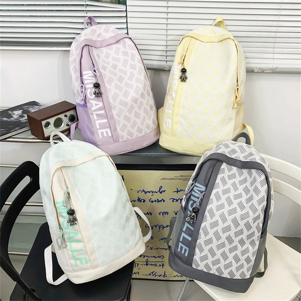 Letras design de alta qualidade náilon senhoras mochilas painéis novas mulheres mochilas grande capacidade adolescentes mochilas portátil sac