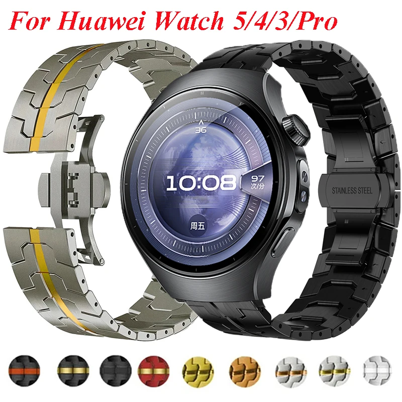 

Титановый цветной ремешок для Huawei Watch 5/4/3Pro, металлический браслет, ремешок из нержавеющей стали для Huawei Watch 5, 46 мм, Correa, 22 мм, ремешок для часов