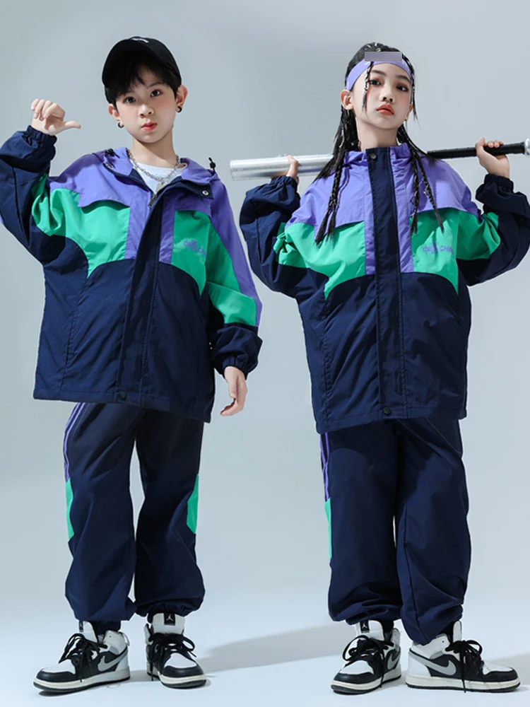 

Modern Hip Hop Dance Clothes Kids Boys Loose Sport Suit Girls Jazz Practice Clothing Stree Dance Performance Stage Wear BL13588