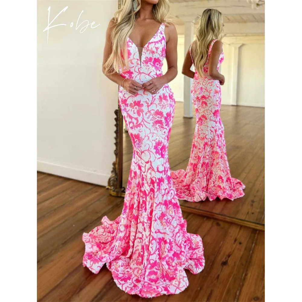 

Kobe Mermaid Prom Dresses Spaghetti Strap Sleeveless Customized فساتين سهرات Backless Floor-Length vestido de gala noche mujer