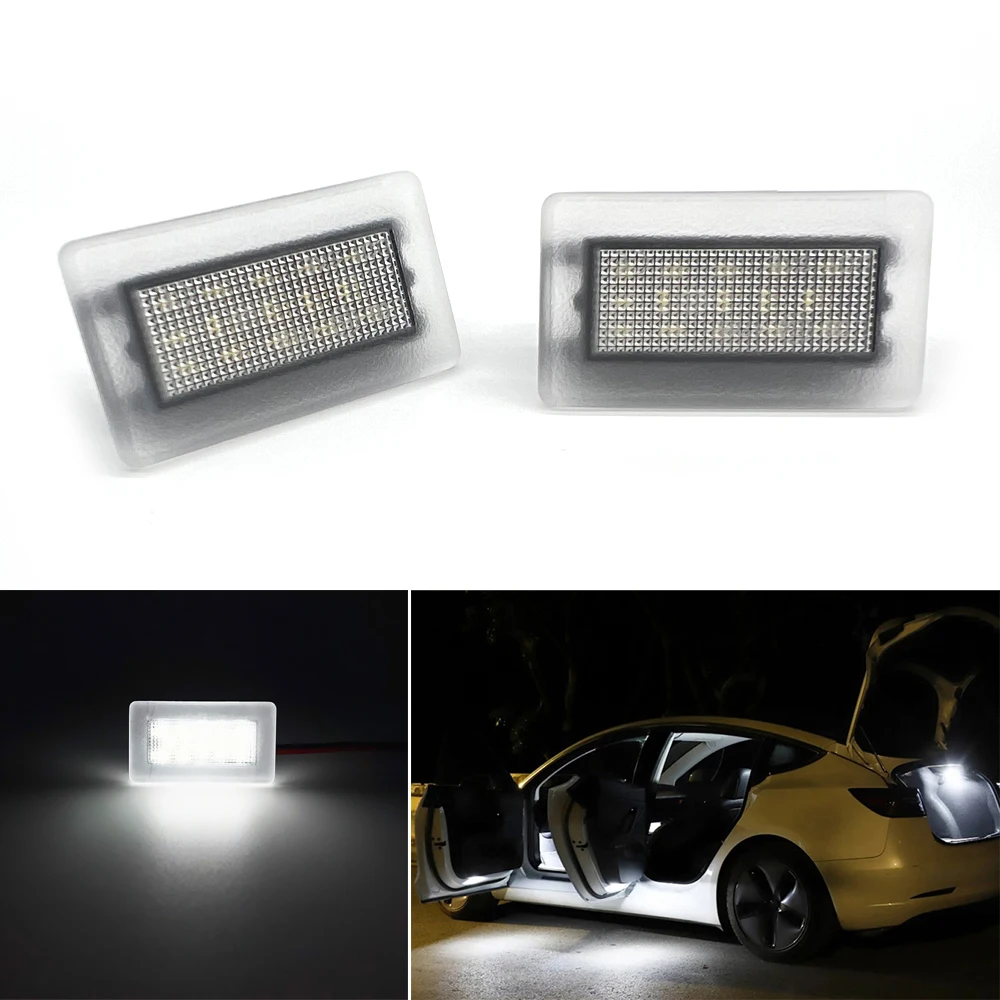 1Pair For Tesla Model/X 14-18 Model/S 15-18 Model/3 17-18 Clear Lens LED Courtesy Lamp Door Welcome Trunk Luggage Footwell Light