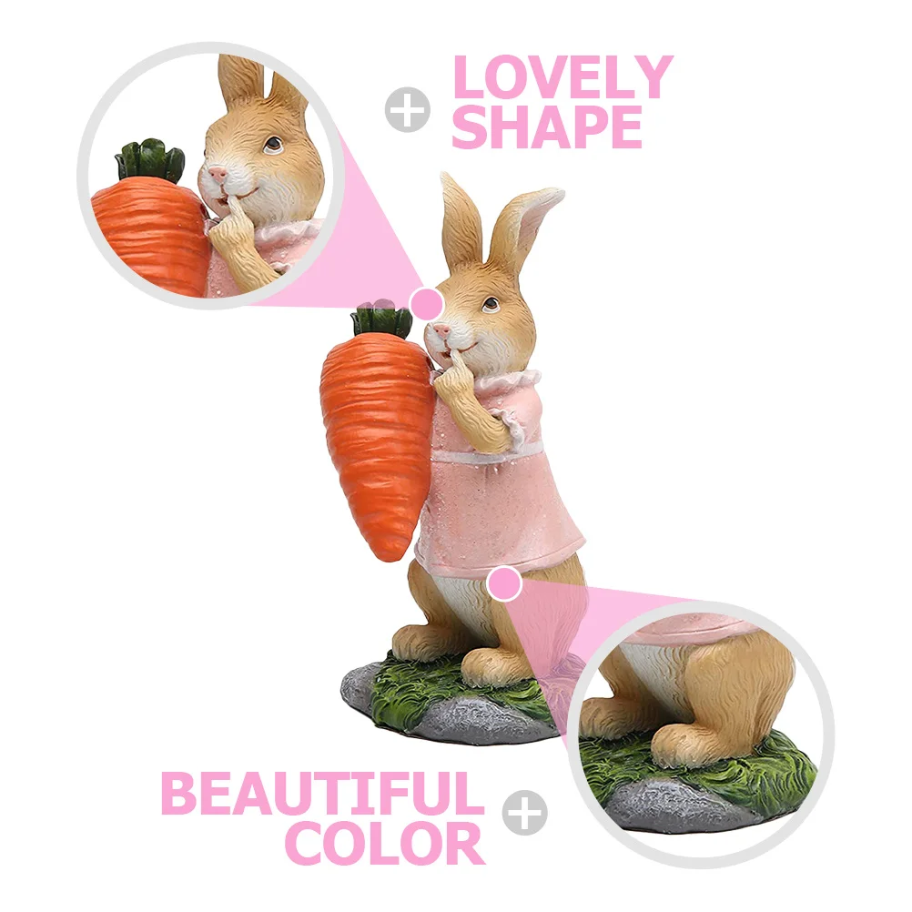 

VANZACK Ornament Miniature Figurine Tablescape Decor Easter Bunny Statue Farmhouse Holiday Decoration Resin Cartoon Accessory