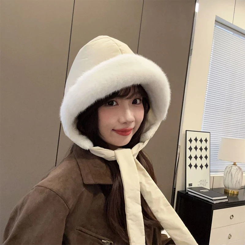 1 قطع جديد الخريف والشتاء قبعة واحدة استخدامين كحقيبة دافئة سدادات حماية الأذن قبعة المرأة تسلق الجبال قبعة