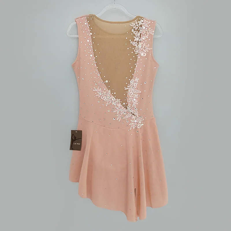 LIUHUO Figure Skating Dress Women Quality Crystals Irregular Skirt Kids Competition Rhythmic Gym Leotards Child BD1263