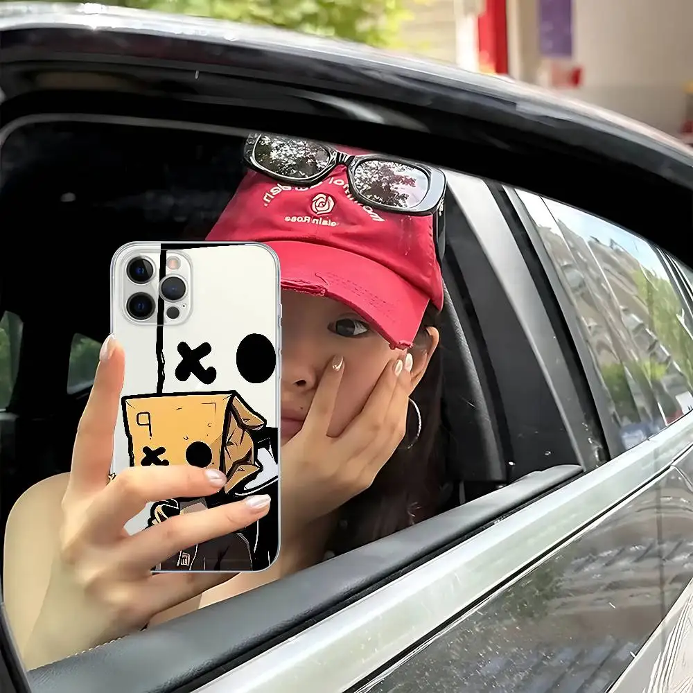 كارتون ورقة رجل نمط آيفون 11 12 13 14 15 16 17 برو ماكس زائد الهواء شفافة واضحة للصدمات