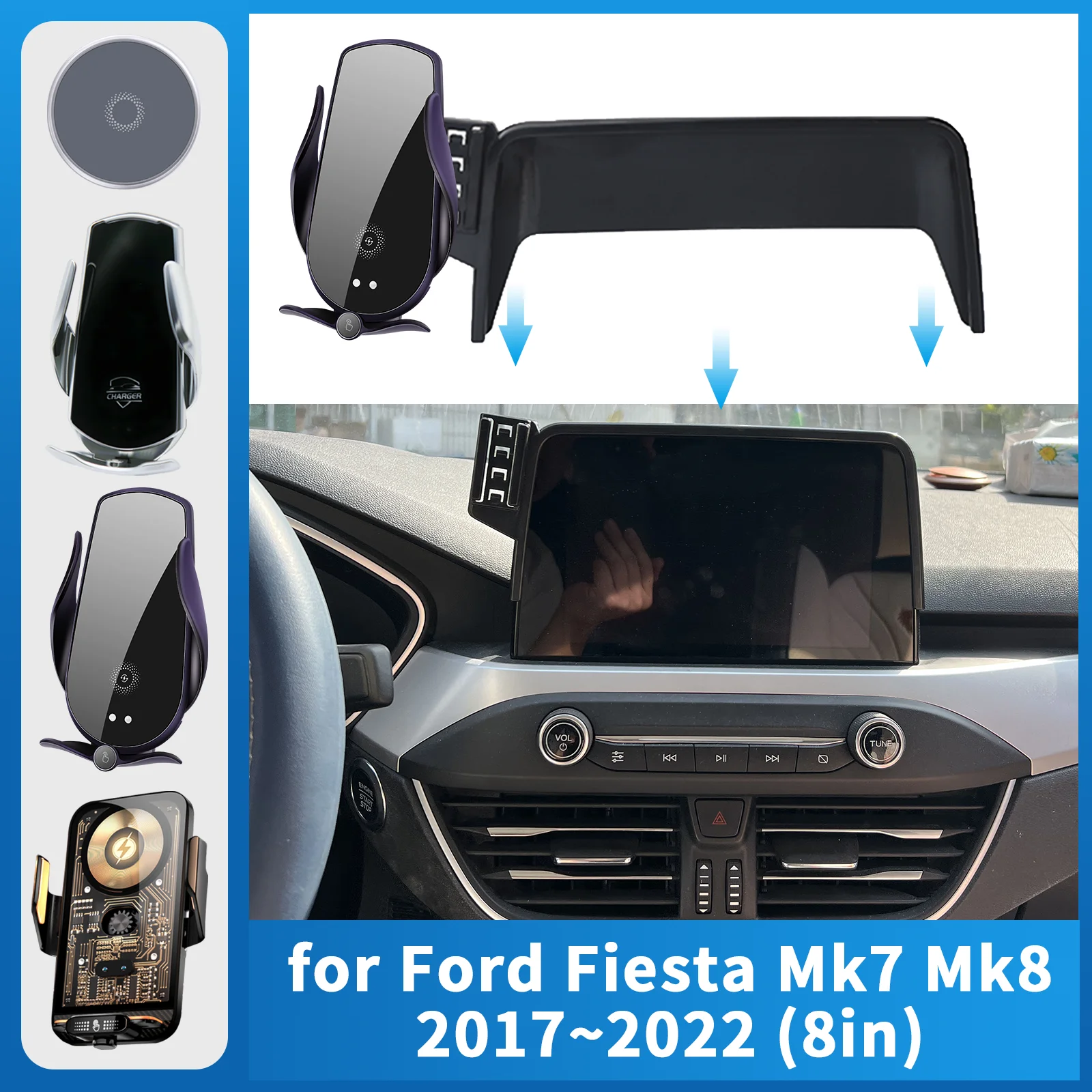 

Car Mobile Phone Holder for Ford Fiesta Mk7 Mk8 2017~2022 (8in) Charging Bracket Navigation Stand Auto Accessories