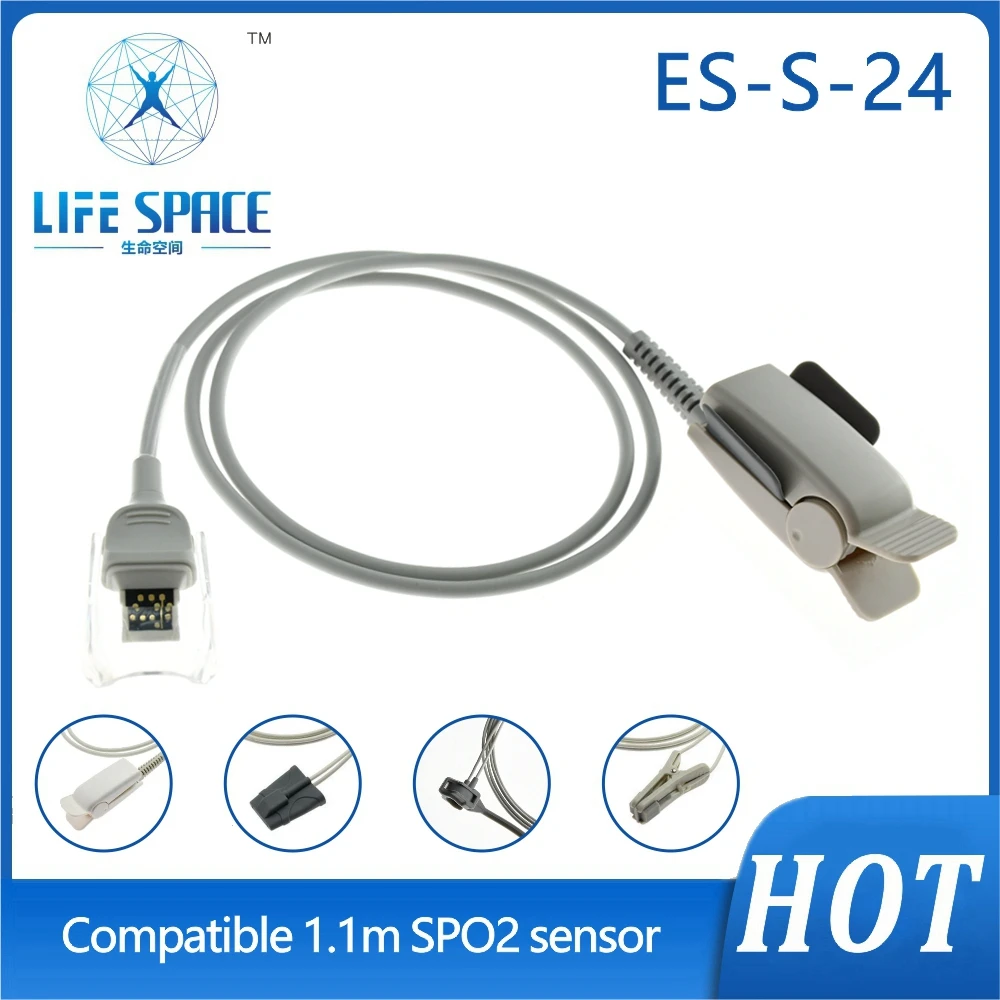 

Reusable SPO2 Sensor 1.1m length Cable Pulse Oximeter probe Child Neonate Finger Clip For Masimo new type RD series, ES-SA-24