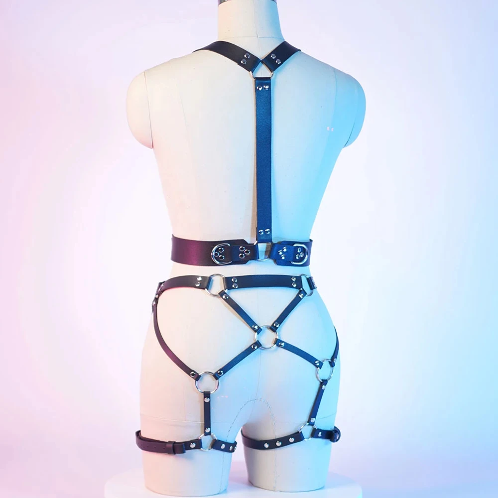 Women Sexy Body Harness Belt Bdsm Sex Bondage Lingerie Thigh Garter Belt Leather Lingerie Leg Hanress Gothic Fetish Clothing