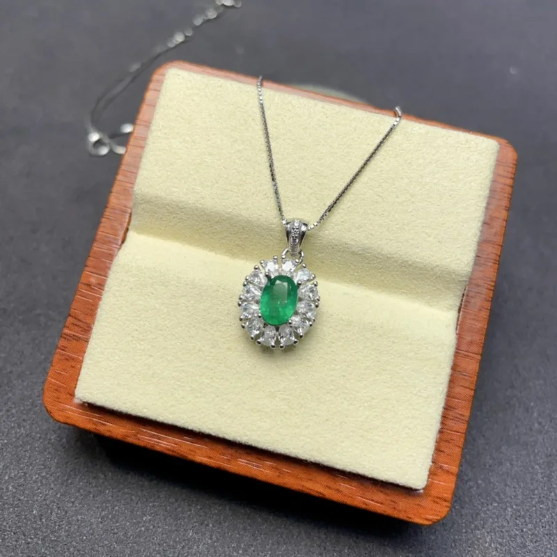 

Silver 925 Natural Emerald 5x7mm Pendant in Sterling Silver Fine Fashion Jewelry Luxury Jewelry Designers