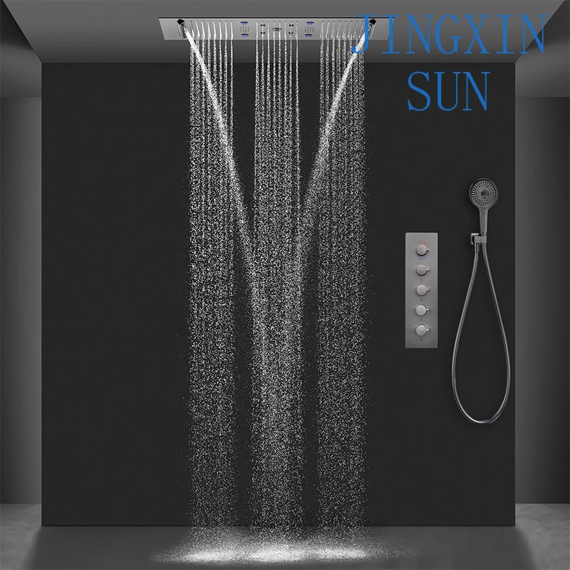 Embedded concealed shower head, wall-mounted, hidden, pre-buried, sky-high, giant overhead shower head with music function