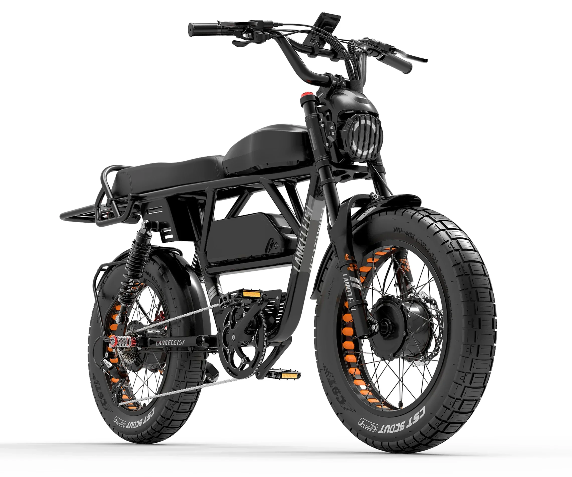 2024 LANKELEISI Newest X-Black Knight Dual Motor Electric Bike for Adults 2000W 48v 45AH Dual Batteries Fat Tire Dirt E Bicycles