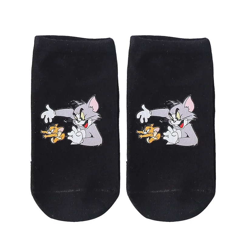 جوارب توم وجيري للزوجين من القطن المصقول المطبوع على الطراز الكوري من ماركة كاري، جوارب منخفضة القطع #5