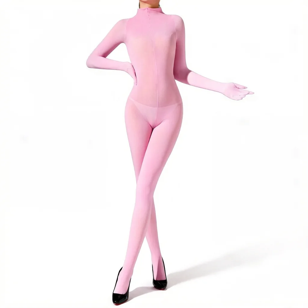 

Women's Sexy 120D Glove Sleeve Bodysuit Open Crotch Bandage Tights Elastic Maid Leotard Bottom Wear Cocoons Bodyhouse Jumpsuit
