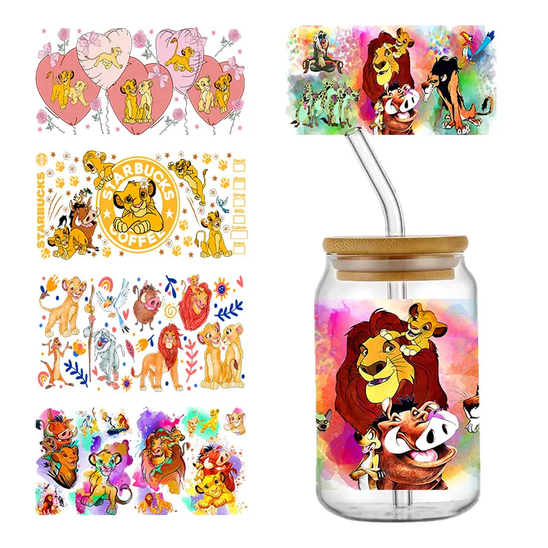 Disney Princess Bambi Toy Story the Lion King UV DTF stiker untuk 16ozCup bungkus stiker Transfer Label kustom DIY perekat diri