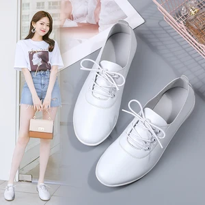2023 Spring New Beef Tendon Women's Shoes Small White Shoes Soft Sole Small Leather Shoes Flat Women's Single Shoes