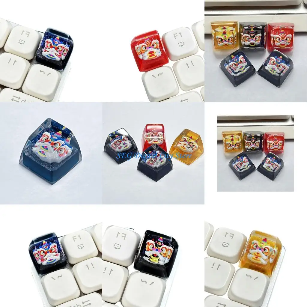

U75B Decorative Resin Epoxy Mechanical Keyboards Keycap With Traditional Dragon Dance Translucents Craftsmanship