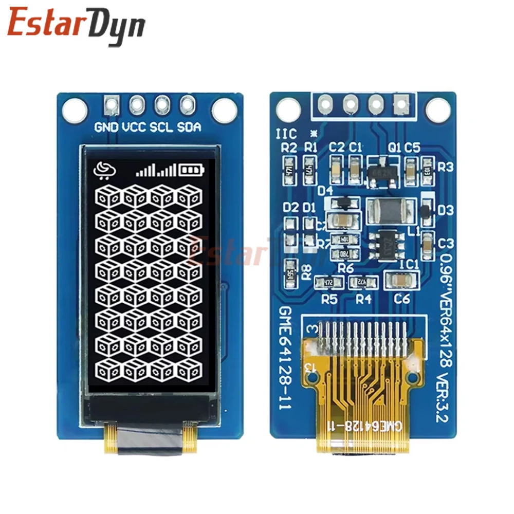 

Дисплей Estardyn OLED 0,96 дюйма, модуль LCD 64×128, SSD1107, вертикальный OLED-экран 0,96 дюйма для Arduino